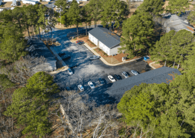 An aerial view of the Magnolia Crossing apartment community